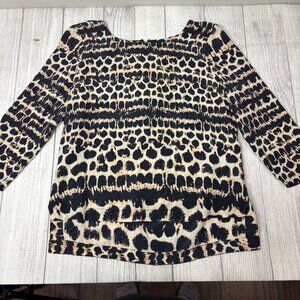 Anthropologie Maeve Silk Cheetah Print Blouse Size Medium